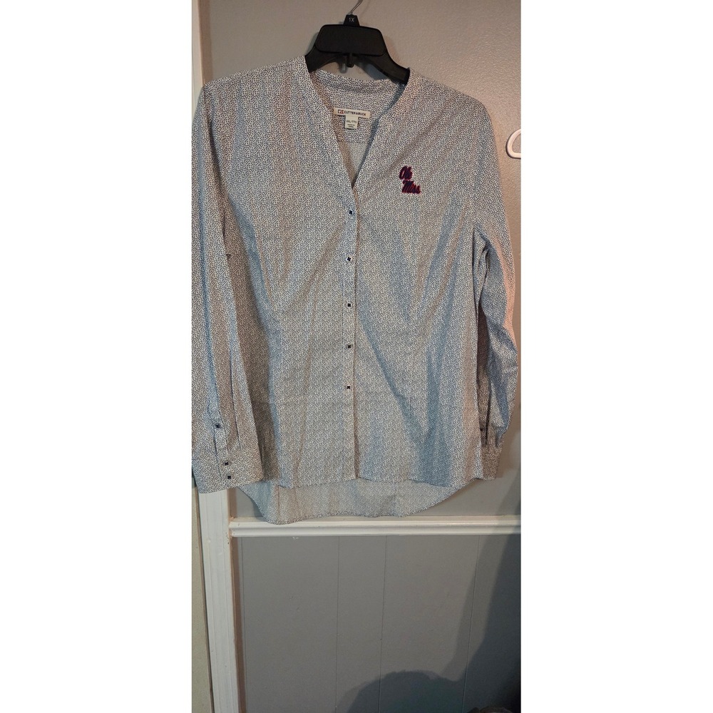 Cutter & Buck Ole Miss Rebels Navy White Geometric Print Button Down Shirt XXL